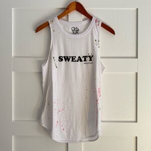Peloton x Chaser Vintage White Tank Top with Paint Splatter